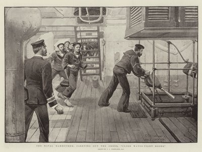 De Marine Manoeuvres, uitvoeren van het bevel, Sluit Waterdichte Deuren door Charles J. Staniland